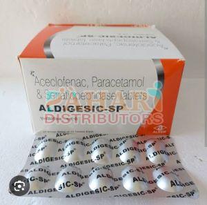 Aldigesic SP Aceclofenac Paracetamol Serratiopeptidase Tablets