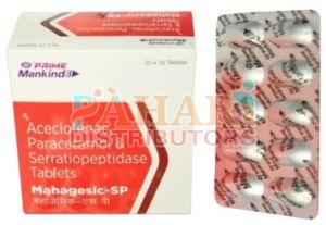 Mahagesic SP Aceclofenac Paracetamol Serratiopeptidase Tablet