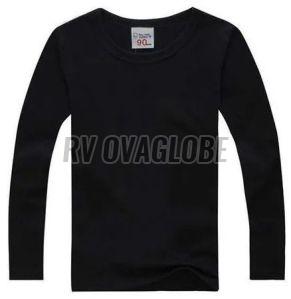 Kids Boys Black Full Sleeve Cotton T-Shirt