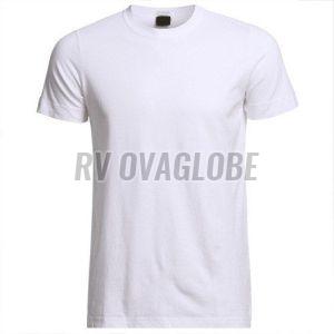 Mens White Round Neck Cotton T-Shirt