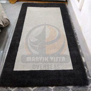 Charcoal Border Grey Wool Viscose Handloom Rug