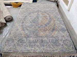 Charcoal Grey Viscose and Wool Rug