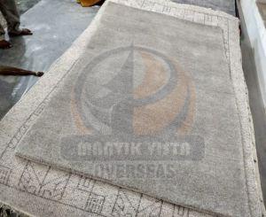 Fancy Grey Handloom Woolen Viscose Rug