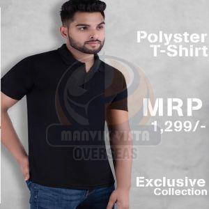 Mens Plain Blue Cotton Polo T Shirt