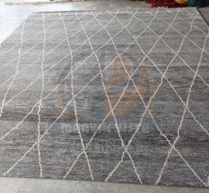 Modern Grey Wool and Viscose Rug