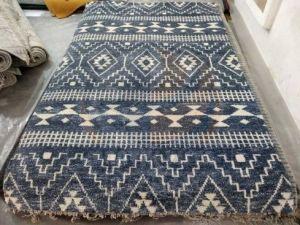 Navy Tribal Wool And Viscose Rug