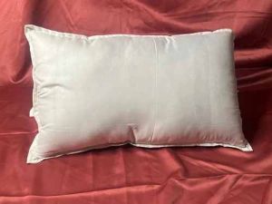White Plain Border Rectangular Cotton Pillow