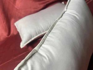 White Plain Border Rectangular Cotton Pillow