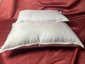 White Plain Border Rectangular Cotton Pillow