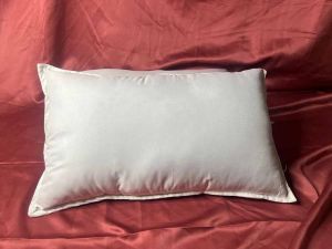 White Plain Border Rectangular Cotton Pillow