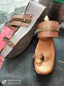Bronze Toe Ring Heeled Ladies Sandal