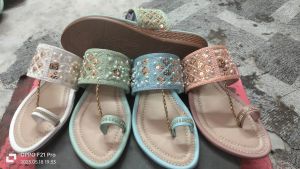Embroidered Kolhapuri Style Flat Ladies Sandal