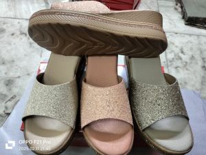 Glitter Finish  Stylish Heeled Ladies Sandal