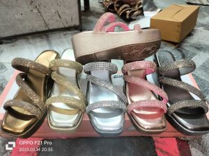 Glitter Strap Wedge Heel Ladies Sandal