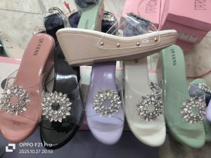 Transparent Round Stone Heel Ladies Sandal