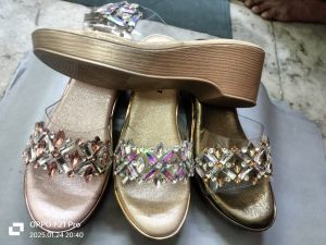 Transparent Stone Carved Ladies Heeled Ladies Sandal