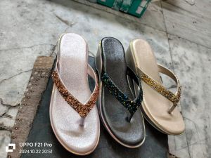 V Shape Glitter Strap Ladies Slipper