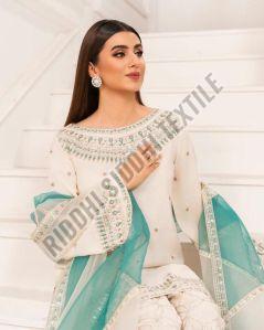 RST-020 Pure Natural Crepe Top with Farshi Palazzo and Dupatta Set
