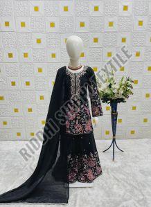 RST-038 Heavy Chinon Silk Designer Top Sharara Dupatta Set