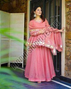 RST-001 Ladies Shimmering Petal Suit Set with Gota Patti Work