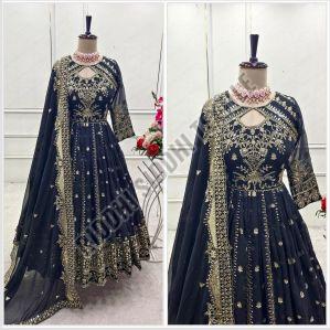 RST-017 Sequence Work Fox Georgette Gown with Pant Dupatta Set