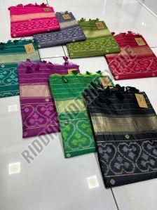 RST-030 Ikkat Design Printed Tussar Silk Sarees