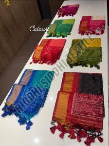 RST-032 Chunri Design Ikkat Silk Bandhani Saree