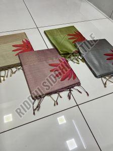 RST-034 Beautiful Floral Print Soft Tussar Silk Saree
