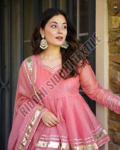 RST-001 Ladies Shimmering Petal Suit Set with Gota Patti Work