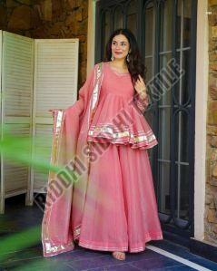 RST-001 Ladies Shimmering Petal Suit Set with Gota Patti Work