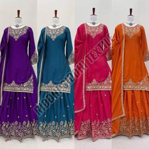 RST-005 Ladies Chinon Silk Embroidered Top-Lehenga &AMP; Dupatta Set