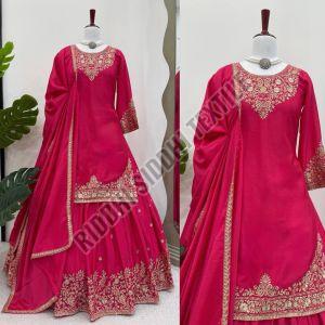 RST-005 Ladies Chinon Silk Embroidered Top-Lehenga &AMP; Dupatta Set