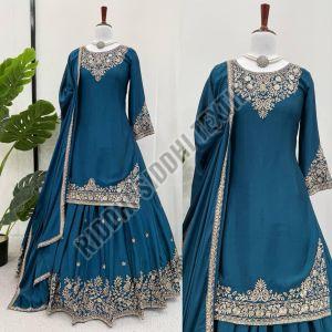 RST-005 Ladies Chinon Silk Embroidered Top-Lehenga &AMP; Dupatta Set
