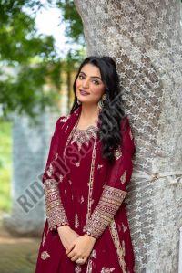 RST-015 Ladies Heavy Embroidery Sequence Work Anarkali Suit Set