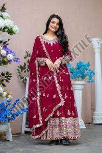 RST-015 Ladies Heavy Embroidery Sequence Work Anarkali Suit Set