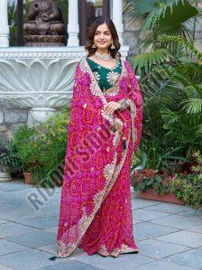RST-018 Gota Patti Work Pure Bandhej Saree