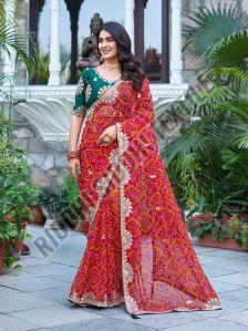 RST-018 Gota Patti Work Pure Bandhej Saree