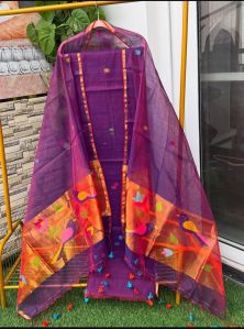 Ladies Party Wear Muslin Unstitched Suit Set