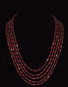 Jaipur Ruby Mala with Gold Chain