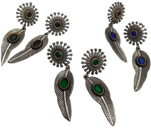 Monalisa Stone Oxidised Brass Earrings