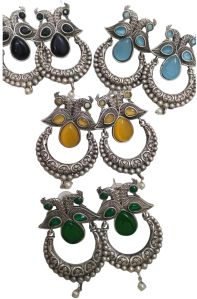 Premium Monalisa Stone Oxidised Earrings