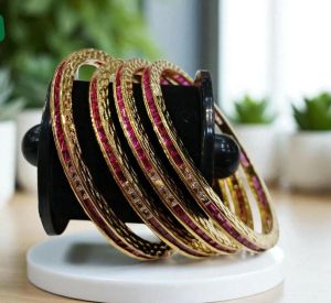 Ruby AD Gold Frame Bangles