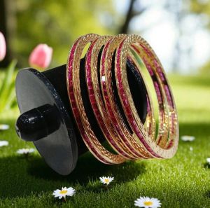 Ruby Gold Frame Bangles