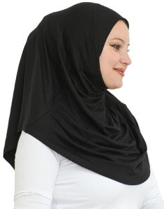 Black Plain Jersey Prayer Islamic Hijab
