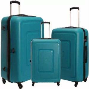 Sky Blue Polyester Travel Trolley Bag