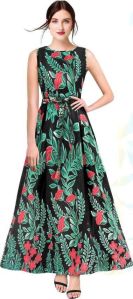 Ladies Black Floral Printed Gown