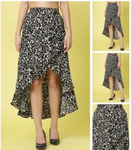 Ladies Black Daisy Ruffle Skirt