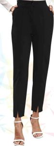 Ladies Black Knitted Front Slit Trousers