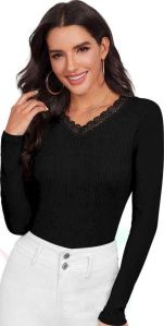 Ladies Rib Cotton Full Sleeve Top