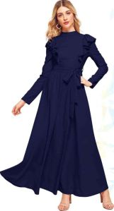 Ladies Navy Grace Ruffle Flow Maxi Dress